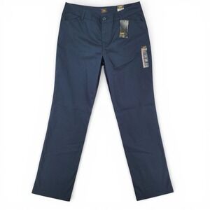 Lee Wrinkle Free Career Pants‎ Womens 16 Long Navy Straight Leg Business Casual